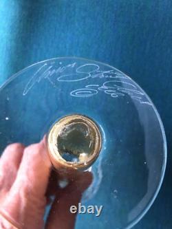 RARE 3 Union Street Hand Blown Glass Candle Holders GOLD Signed Candlesticks
