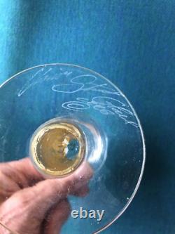 RARE 3 Union Street Hand Blown Glass Candle Holders GOLD Signed Candlesticks