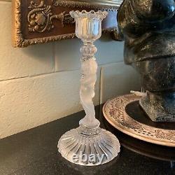 RARE Baccarat 12 1/2 Figural Cherub Frosted Candlestick France Excellent