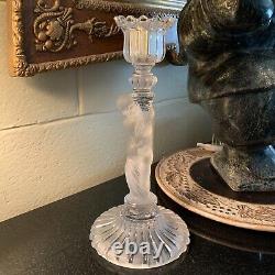 RARE Baccarat 12 1/2 Figural Cherub Frosted Candlestick France Excellent