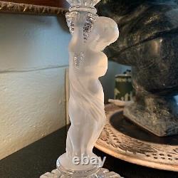 RARE Baccarat 12 1/2 Figural Cherub Frosted Candlestick France Excellent