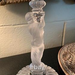 RARE Baccarat 12 1/2 Figural Cherub Frosted Candlestick France Excellent