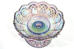 RARE Fenton 95th Anniversary Purple Carnival Glass Hobnail Candle Centerpiece