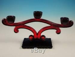 RARE New Martinsville Viking Ruby Red 3 Light Candlestick Candle Holder 5513-3