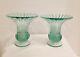 Rare Pair Of Heisey #1469 Ridgeleigh Zircon/limelight 4.5 Candle Vases Euc