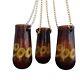 Rare Set Of 3 Coors Amber Glass Hanging Candle Holders With Chain