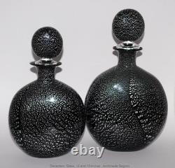RARE Vtg Candle Sticks Art GLaSs Threaded Swirl Candle Holders Wrapped Matte