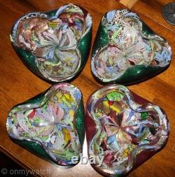 RARE Vtg Candle Sticks Art GLaSs Threaded Swirl Candle Holders Wrapped Matte