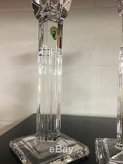 RARE! WITH TAGS! Waterford Crystal Metropolitan 10 Inch Candle Sticks Pair