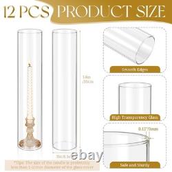 REWOMC 12 Pcs Hurricane Candle Holder Sleeve H14 D3 Clear Glass