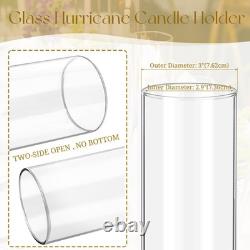 REWOMC 12 Pcs Hurricane Candle Holder Sleeve H14 D3 Clear Glass