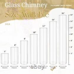 REWOMC 12 Pcs Hurricane Candle Holder Sleeve H14 D3 Clear Glass