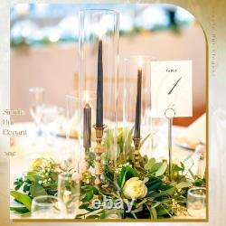 REWOMC 12 Pcs Hurricane Candle Holder Sleeve H14 D3 Clear Glass
