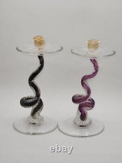 RPM Studios Modern Art Glass Candle Holders 20th Century