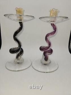 RPM Studios Modern Art Glass Candle Holders 20th Century