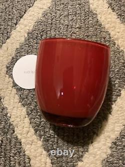 RUDOLPH Glassybaby Hand Blown Glass Candle Holder Circle Card Sticker Red MINT
