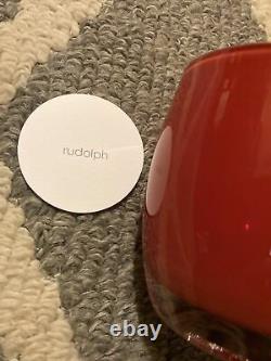 RUDOLPH Glassybaby Hand Blown Glass Candle Holder Circle Card Sticker Red MINT