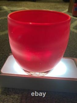 RUDOLPH Glassybaby Hand Blown Glass Candle Holder Circle Card Sticker Red MINT