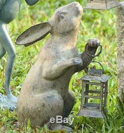 Rabbit Lantern Candleholder Garden Statue Bunny Candle Holder Indoor Outdoor 15