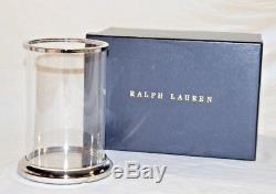 Ralph Lauren Bedford silver modern glass hurricane candle New in box