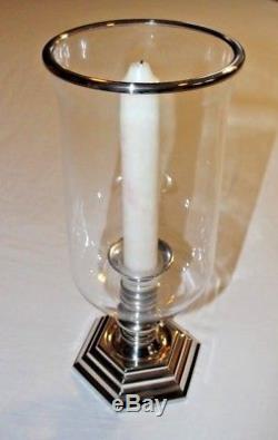 Ralph Lauren silver-plated, glass hurricane candle In original box