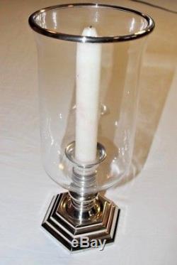 Ralph Lauren silver-plated, glass hurricane candle In original box