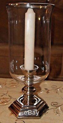 Ralph Lauren silver-plated, glass hurricane candle In original box