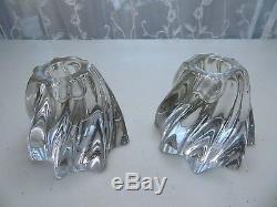 Rare Baccarat France candle holder pair heavy french pop art glass deco crystal