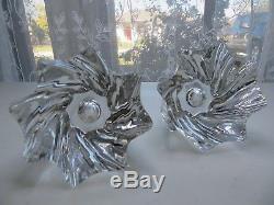 Rare Baccarat France candle holder pair heavy french pop art glass deco crystal