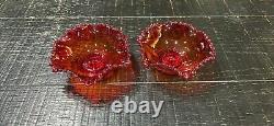 Rare Candlewick Ruby Flower Candleholders