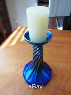 Rare Early 1900's Tiffany Studios Blue Favrile Candle Holder