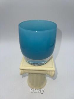 Rare GLASSYBABY Retired SEAGLASS Aqua Blue Votive Glass Candle Holder HTF