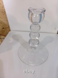 Rare Imperial Glass Candlewick Tall Candles With Prisms Candle Holders