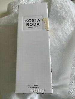 Rare KOSTA BODA Modern Art Glass Candle Holder, Clear/Black, Signed