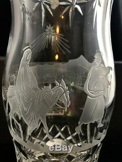 Rare Mib Waterford Nativity Hurricane Lamp Candleholder Journey To Bethlehem Le
