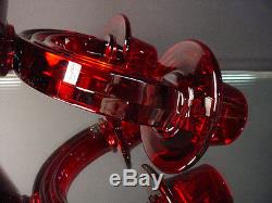 Rare Pair Fostoria Glass Art Deco Radiant Red Duo Candlestick 2447 Elegant Glass