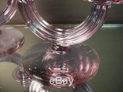 Rare Pair Fostoria Glass Art Deco Wisteria Duo Candlesticks 2447 Elegant Glass