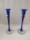 Rare Robert Held 2 Handblown Iridescent Candle Holders Art Glass Signed Canada