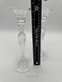 Rare Rogaska Rosement High Quality Lead Cut Crystal Candlestick Holder Set of 2