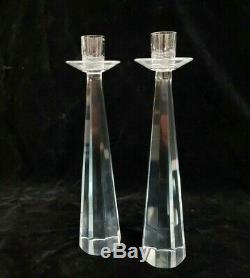 Rare STEUBEN Signed Crystal Art Glass Octagonal 10.5 Candlestick Candle Holder