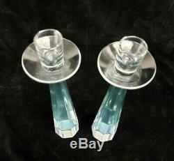 Rare STEUBEN Signed Crystal Art Glass Octagonal 10.5 Candlestick Candle Holder