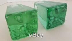 Rare Signed Fire And Light Recycled Glass Candle Holder Pair