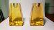 Rare Signed Fire And Light Recycled Glass Candle Holder Pair Yellowithgold