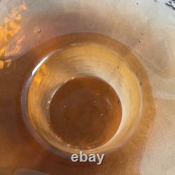 Rare Signed Fire & Light Recycled Glass Copper LARGE 6 Round Candle Holder