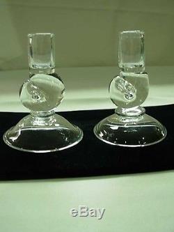 Rare Signed Steuben Art Glass 5 Snail Shell Scroll Candlesticks Candle Holders