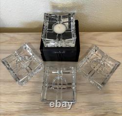 Rare Signed Waterford Crystal Cygnus Candle Votive Set Of 4 Excellent Condition