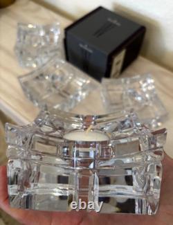 Rare Signed Waterford Crystal Cygnus Candle Votive Set Of 4 Excellent Condition