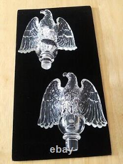 Rare Vintage 1938 Imperial Clear Glass Eagle Adapter Candle holders Pair