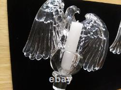 Rare Vintage 1938 Imperial Clear Glass Eagle Adapter Candle holders Pair