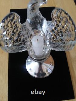 Rare Vintage 1938 Imperial Clear Glass Eagle Adapter Candle holders Pair